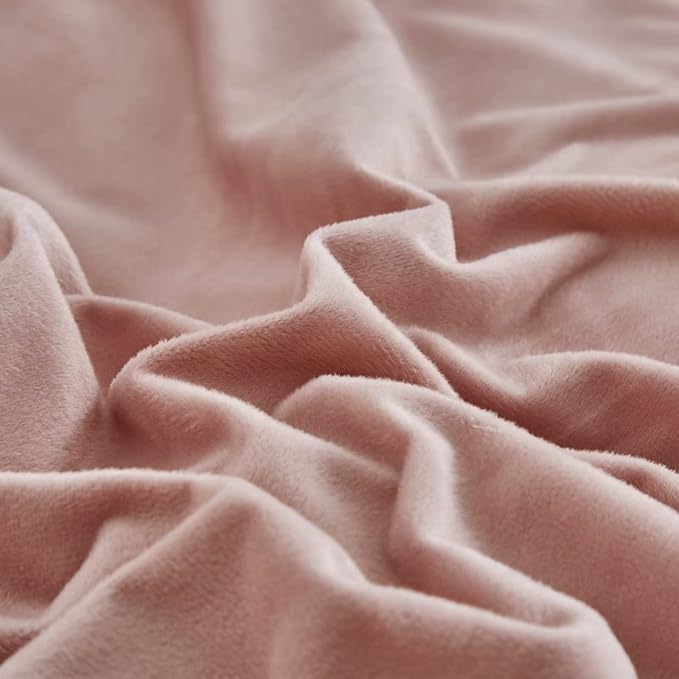 Houseri Pink Velvet Comforter Set California King Fluffy Light Bedding Sets Flannel Cal Rose Sherpa Oversized Warm Fuzzy Puffy Size Cal King(96''*104''-Comforter)