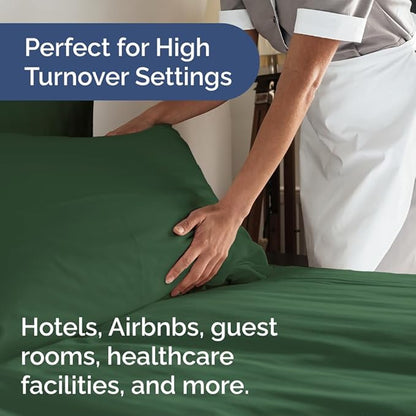 Bulk Case Pack of 16 Sheet Sets - (16) Complete Twin XL Size Sheet Sets w/ Deep Pockets - Wholesale Bulk Bedding for Hotels, Spas & Airbnbs - Breathable, Soft & Wrinkle Free - (Twin XL, Emerald Green)