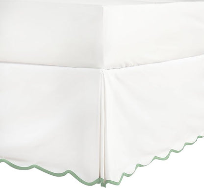 HIG Off-White Chic Full Bed Skirt - Easy Fit Scallop Edge Pleated Bedskirts, 14 Inch Drop Anti-Slip Dust Ruffle, Thick Fabric for Enhanced Privacy, Pre-Washed for Long-Lasting Use(N60022)