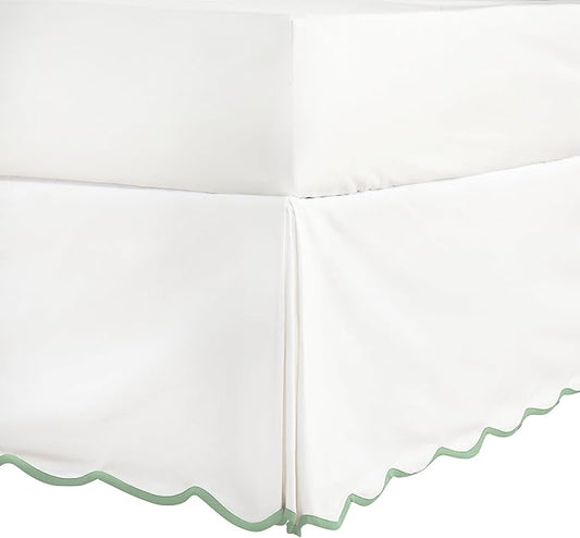 HIG Off-White Chic King Bed Skirt - Easy Fit Scallop Edge Pleated Bedskirts, 14 Inch Drop Anti-Slip Dust Ruffle, Thick Fabric for Enhanced Privacy, Pre-Washed for Long-Lasting Use(N60022)