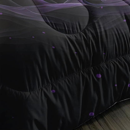 Purple Rose King Size Comforter Set - King Quilt Bedding Set with Flower Pattern for Women's Bedroom Decor