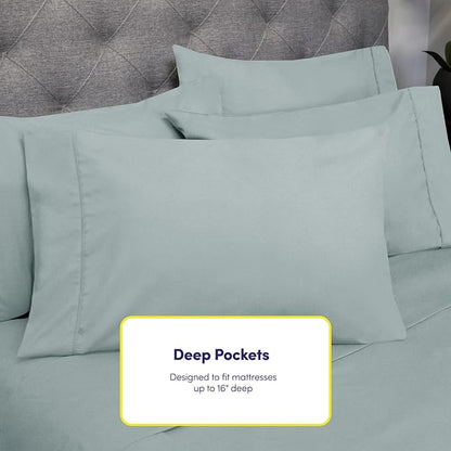 Sweet Home Collection 6 Piece Bed Sheet Set, RV Short Queen, Slate
