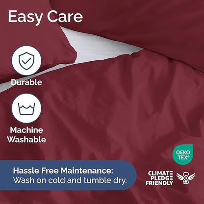 Duvet Cover Cal King Size Set - Extra Soft Cal King Duvet Cover 104" x 98" with 2 Pillow Shams - Hotel Luxury, Easy Care & Fade Free with Zipper Closures & Ties - Comfy, Cozy & Breathable (Burgundy)