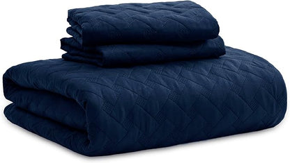 Bedsure Quilts King Size - Lightweight Bedspreads King Size with Basket Weave Pattern, Soft Quilt Bedding Set, Navy Comforter Set Coverlet for All Seasons with 2 Pillow Shams (106" x 96") | Skin-Friendly Soft, All-Season Comfort, Breathable, Lightweigh...