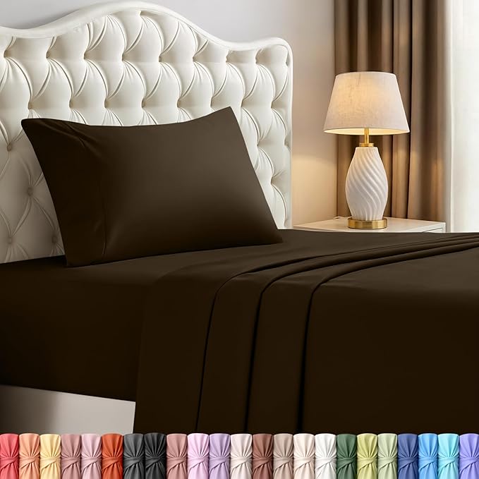 Utopia Bedding Twin Bed Sheets Set - 3 Piece Bedding - Brushed Microfiber - Shrinkage and Fade Resistant - Easy Care (Twin, Brown)