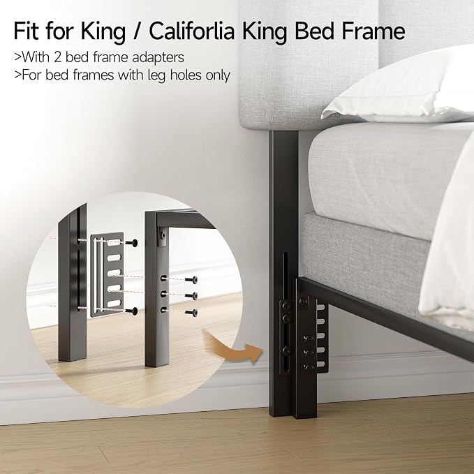 King Size Adjustable Headboard, Upholstered Headboard with Storage, APP Controlled LED Light, Padded Head Board Only, Sturdy Metal Foot Frame, Vertical Channel Design for Bedroom, Grey