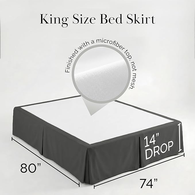 Southshore Fine Living, Inc. Hotel Quality King Bed Skirt - 14" Drop, Elegant Pleated Design, Premium Dust Ruffle/King Size Bed Skirt, Easy Care, Luxury Bed Skirt King Size, Slate