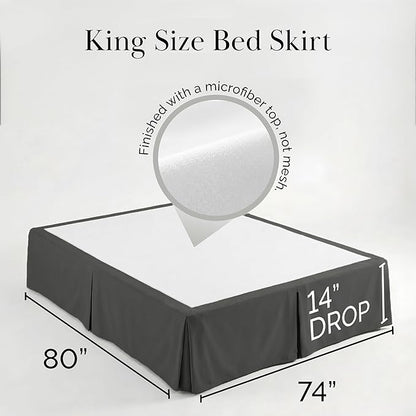 Southshore Fine Living, Inc. Hotel Quality King Bed Skirt - 14" Drop, Elegant Pleated Design, Premium Dust Ruffle/King Size Bed Skirt, Easy Care, Luxury Bed Skirt King Size, Slate