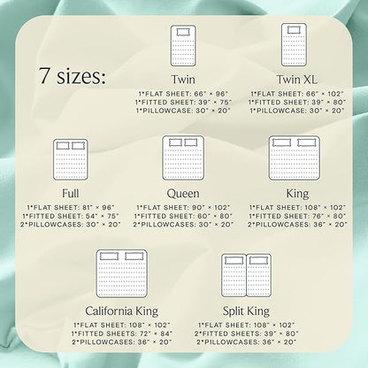 LuxClub 4 PC Sheet Set Bed Sheets Deep Pockets 16" Eco Friendly Wrinkle Free Cooling Machine Washable Hotel Bedding Silky Soft - Aquamarine Full