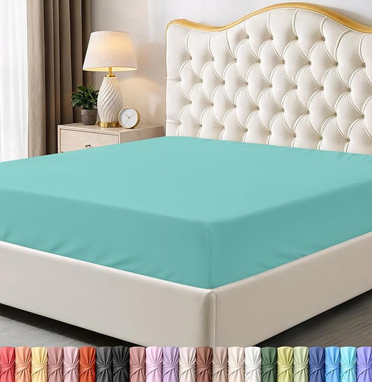 Utopia Bedding Twin Fitted Sheet - Bottom Sheet - Deep Pocket - Soft Microfiber - Shrinkage and Fade Resistant - Easy Care - 1 Fitted Sheet Only (Spa Blue)