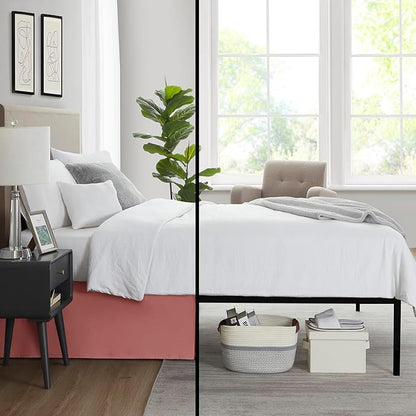 Nestl Pink Clay Full Bed Skirt - Full Size Bed Skirt 14 Inch Drop - Brushed Microfiber Bed Skirts - Hotel Quality Pleated Bed Skirt - Shrinkage & Fade Resistant