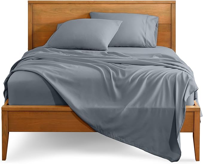 Bare Home Twin XL Sheet Set - 1800 Ultra-Soft Microfiber Twin Extra Long Bed Sheets - Double Brushed - Deep Pockets - Easy Fit - 3 Piece Set - Bedding Sheets & Pillowcases (Twin XL, Steel Blue)