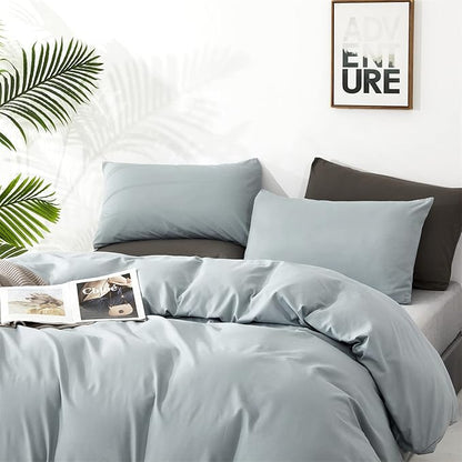 CLOTHKNOW Light Blue King Size Comforter Set Dusty Blue Bedding Comforter Sets Soft Blue Comforter with 2 x Pillow Cases