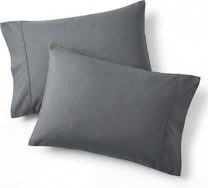 Bedsure Pillow Cases Queen Set of 2 - Dark Grey Double Brushed Microfiber Pillowcases 2 Pack, Super Soft Cooling Pillow Case Covers with Envelope Closure for Kids, Wrinkle, Fade Resistant, 20”x30“