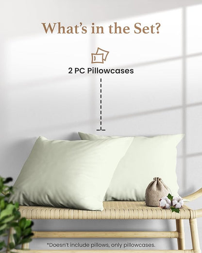 1000 TC Sage King Pillowcases Set of 2 100% Egyptian Cotton Pillow Cases with Long Staple Cotton & Sateen Weave, Silky Soft Hotel - Like Bed Pillow Covers for Comfy Sleeping, Snug Fit
