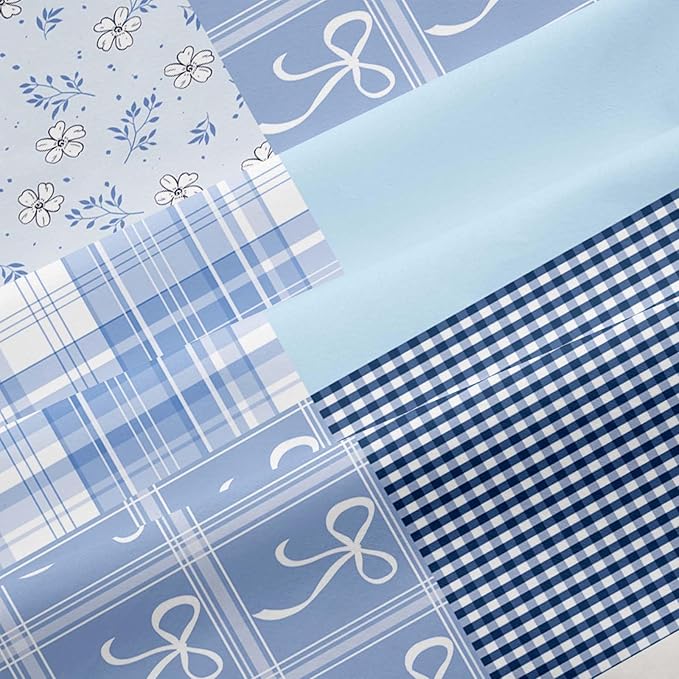 Nayoroom Plaid Duvet Cover Queen Size Reversible Blue Patchwork Checkered Duvet Cover Dorm Bedding Set 3 Pieces Soft Lightweight Washed Microfiber Farmhouse Bedding Set Gifts for Women Men