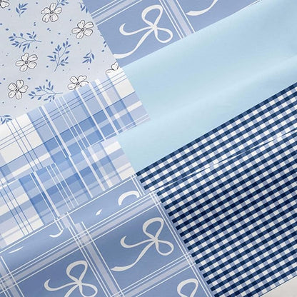 Nayoroom Plaid Duvet Cover Queen Size Reversible Blue Patchwork Checkered Duvet Cover Dorm Bedding Set 3 Pieces Soft Lightweight Washed Microfiber Farmhouse Bedding Set Gifts for Women Men