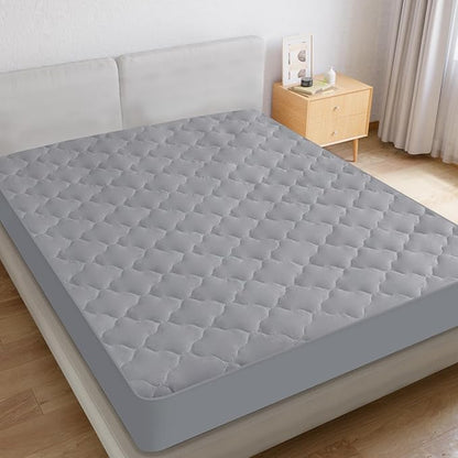 Queen Mattress Protector Pad Waterproof Quilted, Breathable & Cooling Queen Size Mattresses Protector Cover Fitted with Deep Pocket Up to 14", (Gray)