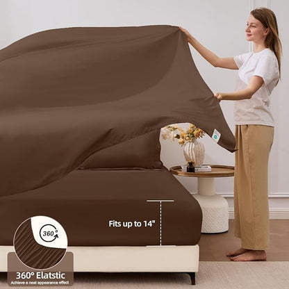 FUANNA 7 Pieces Full Size Comforter Sets, All Season Bedding Sets Full Size, Luxury Soft Bed in a Bag with Comforter, Flat Sheet, Fitted Sheet, Pillowcases & Pillow Shams, Dark Brown
