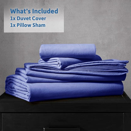 Nestl Twin Duvet Cover Set - Soft Prewashed Royal Blue Duvet Cover Twin/Twin XL, 2 Piece, with Zipper Closure, 1 Duvet Cover 68x90 inches and 1 Pillow Sham