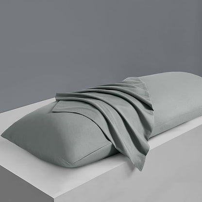 MILVOWOC 2Pcs Brushed Microfiber Body Pillowcases - 20 x 60 Inch, Dark Grey Pillow Case Set Non Slip Envelope Pillow Cover with Moisture Absorption and Anti-Wrinkle