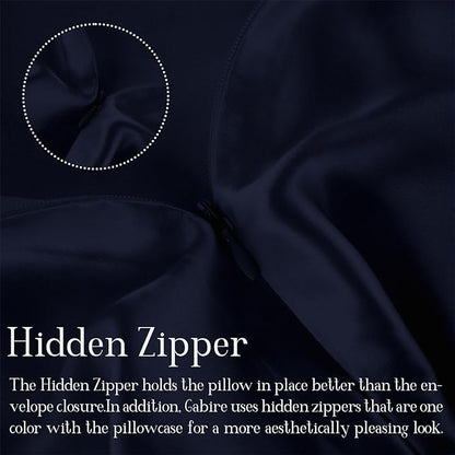 Mulberry Silk Pillow Case for Hair and Skin Prevent Acne Pillowcases Both Sides Real Silk Pillowcases Organic Silk Pillowcase with Hidden Zipper, Navy Blue, Queen (20"×30")
