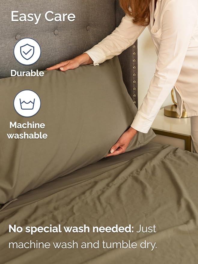 Extra Deep Cal King Sheet Set - 6 Piece Breathable and Cooling Sheets - Hotel Luxury Bedding for Women, Men, Kids & Teens - Easy Secure Fit - Soft, Wrinkle Free and Comfy - Extra Deep Pockets - Khaki