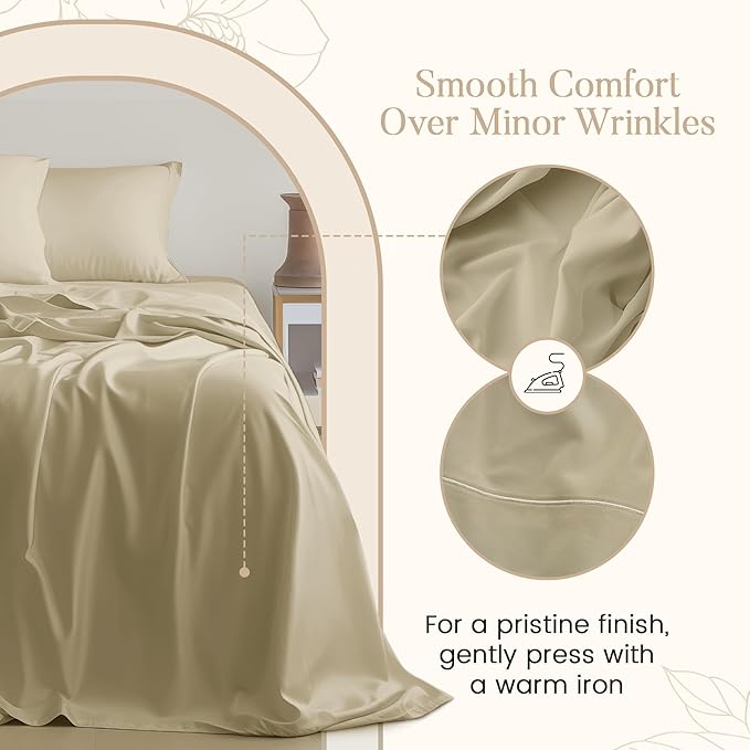 800TC 100% Egyptian Cotton Sateen Weave 3PC Twin XL Size Sheets Set, XL Twin Bed Sheet, 15" Deep Pockets Fully Elasticated Sheet & Pillowcase Sets, Machine Washable No Pill Fade Resistant - Linen