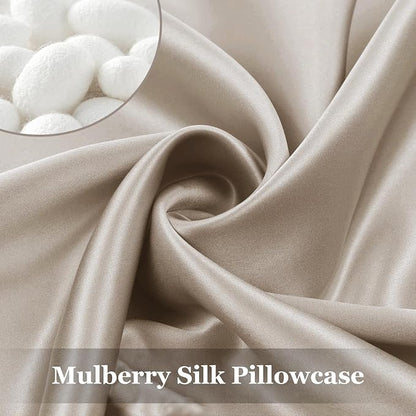 Adubor 100% Silk Pillowcase - Mulberry Silk Pillow Cases, 22 Momme 6A Grade Fibers, Silk Pillow Case for Hair and Skin Health, with Hidden Zipper (Standard 20''×26'', Beige, 1PC)