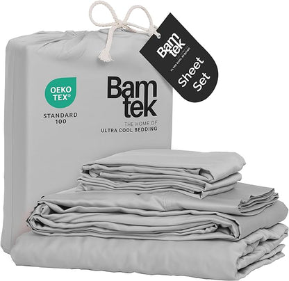 Viscose Bamboo Sheets - Cal King Sheet Set 4PC - Cooling Sheets for Hot Sleepers with Moisture Wicking Technology - Silky Soft 18 Inch Deep Pocket - Gray Mist 72"x84"