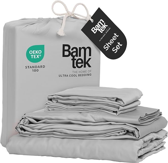 Viscose Bamboo Sheets King Size 4PC Set - Cooling Sheets for Hot Sleepers with Moisture Wicking Technology - Silky Soft 18 Inch Deep Pocket - Gray Mist 76"x 80"