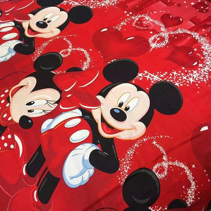 100% Cotton Kids Reversible Printing Mickey Mouse Couples Duvet Cover 2PCS Bedding Set with Zipper Closure, Twin(No Comforter)