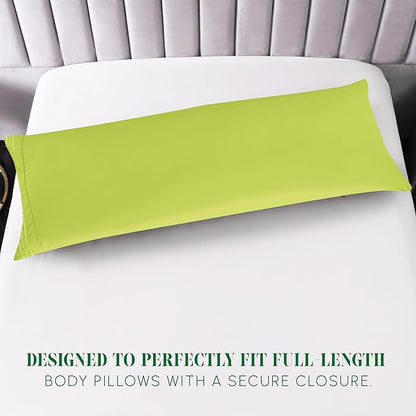 Elegant Comfort Luxury Ultra-Soft 1-Piece Body Pillowcase - 1500 Premium Hotel Quality Microfiber Double Brushed - Wrinkle Resistant, Body Pillowcase Size, Lime