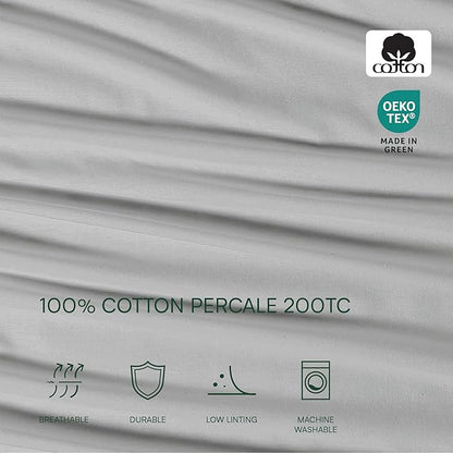 Lacoste 100% Cotton Percale 4-Piece Sheet Set – Cool, Crisp, Matte, and Durable, Oeko-Tex Certified – Solid, Micro Chip, Full