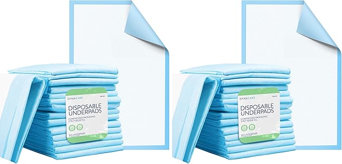 Dynarex Disposable UnderPad, 17" x 24", 22g, Medical-Grade Incontinence Bed Pad to Protect Sheet, Mattresses, and Furniture, 100 Count (Pack of 2)