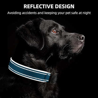 Upgrade Dog Collar with AirTag Holder, IP68 Waterproof, Ocean Blue, S | Built-in Water Resistant AirTag holder, 1000D Nylon, Reflective Stitching for Night Visibility, Soft padding for Comfort