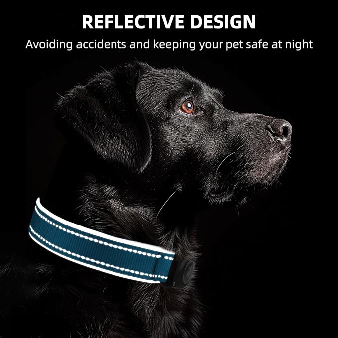 Upgrade Dog Collar with AirTag Holder, IP68 Waterproof, Ocean Blue, XL | Built-in Water Resistant AirTag holder, 1000D Nylon, Reflective Stitching for Night Visibility, Soft padding for Comfort