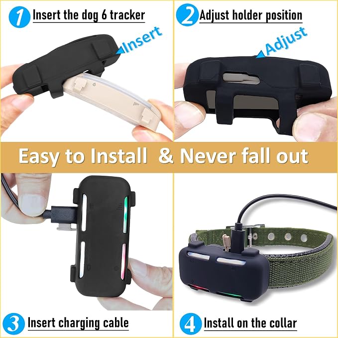 Silicone Holder Compatible for Tractive Dog 6 GPS Tracker 2025,Black | Durable Rubber Cover,Secure case with strap necklace for tractive smart dog finder tag for pet collar,2 packs