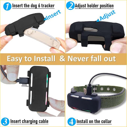 Silicone Holder Compatible for Tractive Dog 6 GPS Tracker 2025,Black | Durable Rubber Cover,Secure case with strap necklace for tractive smart dog finder tag for pet collar,2 packs