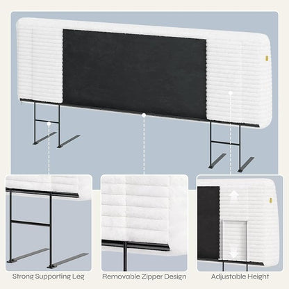 4.7" Upholstered Headboard for Queen Size Bed, Height Adjustable and Ergonomic Headboard, Easy Assemble, Sturdy and Durable, Corduroy, White