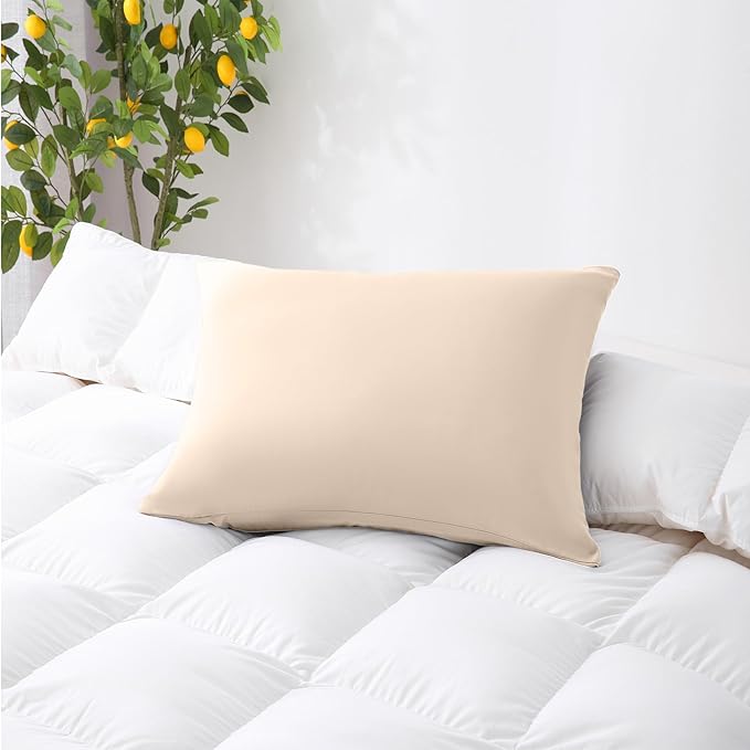 ZPECC Pillow Cases Standard Size Set of 4, 20x26 Envelope Closure Pillowcases, Soft Plain Brushed Microfiber Covers Hypoallergenic Breathable, Beige