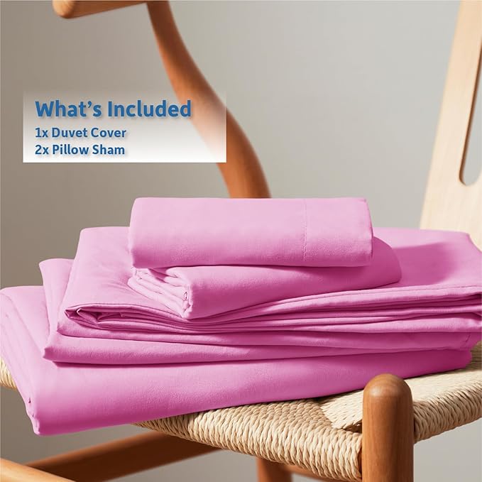 Nestl Light Pink Duvet Cover Queen Size - Soft Double Brushed Queen Duvet Cover Set, 3 Piece, with Button Closure, 1 Duvet Cover 90x90 inches and 2 Pillow Shams