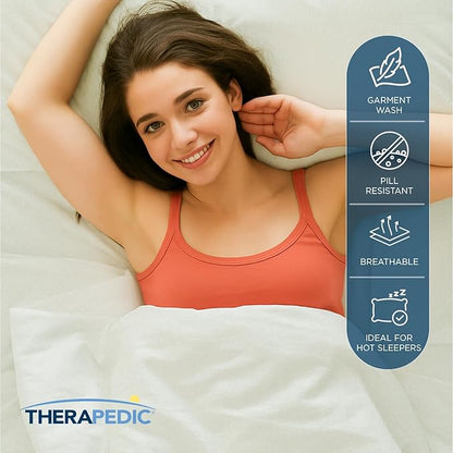 Therapedic 100% Egyptian Cotton King 6-Piece Sheet Set – Naturally Cooling & Breathable Sateen, Preshrunk Garment Wash, 16" Deep Pocket Fitted Sheet, Bonus Pillowcases, Soft & Durable - Sage