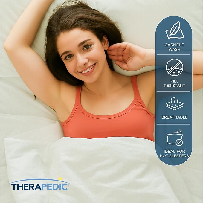 Therapedic 100% Egyptian Cotton Queen 6-Piece Sheet Set – Naturally Cooling & Breathable Sateen, Preshrunk Garment Wash, 16" Deep Pocket Fitted Sheet, Bonus Pillowcases, Soft & Durable - Sage