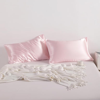NTBAY 2 Pack Satin Queen Pillowcases for Hair and Skin, Luxurious and Silky Pillow Cases with Envelope Closure, 20x30 Inches, Light Pink