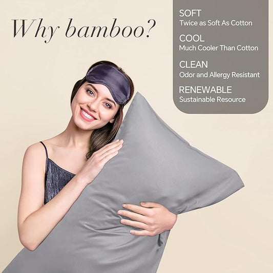 BEDELITE King Size Pillow Cases Set of 2, Rayon Derived from Bamboo, Cooling Pillow Cases for Hot Sleepers & Night Sweats, Breathable and Silky Soft Envelope Pillowcases(Silver Grey, 20"x36")