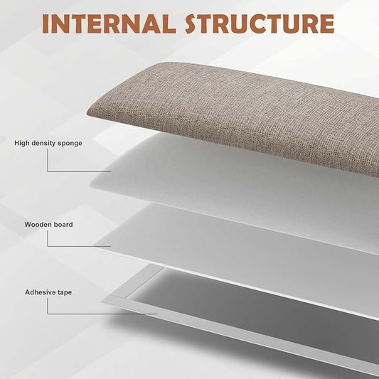 IFNOW Wall Mounted Headboard, Peel and Stick Panels, Linen, Queen | 3D Soundproof Acoustic Padding, Reusable and Removable Tufted fabric Bed Headboard for bedroom (9 Panels, 10" x 24")