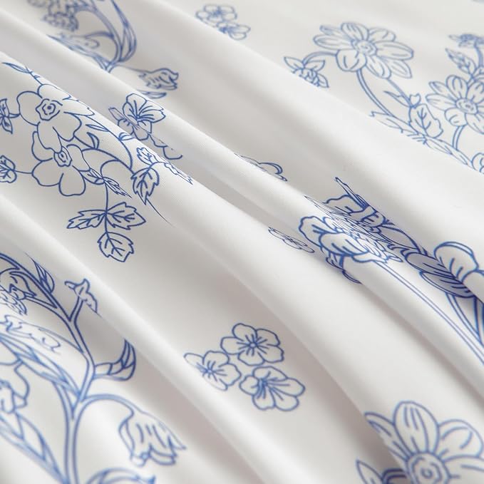Nayoroom Blue Floral Duvet Cover Twin Size Cottagecore Flower Leaf Spring Comforter Cover 2 Pcs Soft Breathable Microfiber Pastoral Aesthetic Bedding Set with Zipper Closure