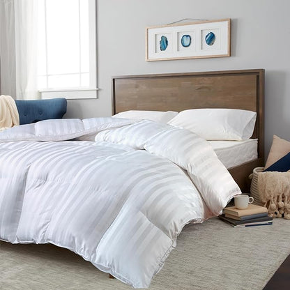 Blue Ridge Home Fashions 500 Thread Count Cotton Damask Duraloft Down Alternative Comforter, King, White