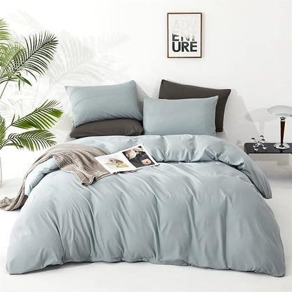 Cottonight Cal King Blue Comforter Set Light Blue Bedding Set California King Solid Blanket Quilts Modern Soft Breathable Baby Blue 3 Piece Comforter Set